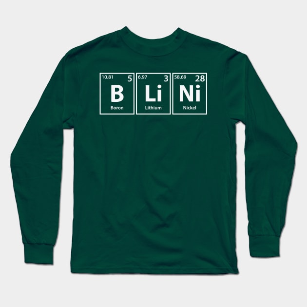 Blini (B-Li-Ni) Periodic Elements Spelling Long Sleeve T-Shirt by cerebrands